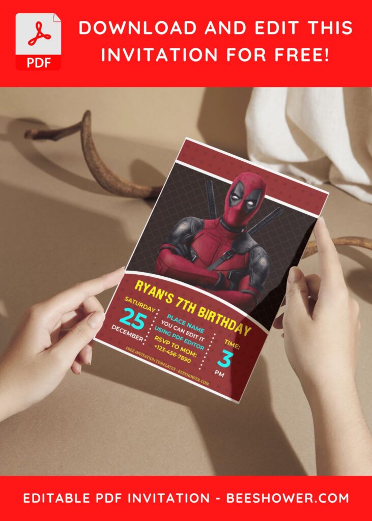 (Free Editable PDF) Deadpool Baby Shower Invitation Templates A