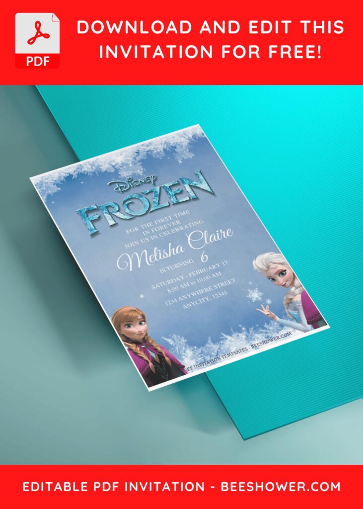 (Free Editable PDF) Elsa And Anna Frozen Baby Shower Invitation Templates B