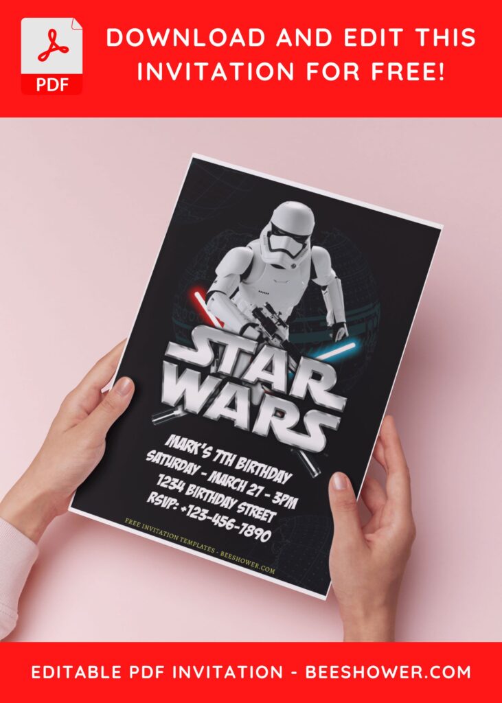 (Free Editable PDF) Star Wars Stormtrooper Baby Shower Invitation Templates H