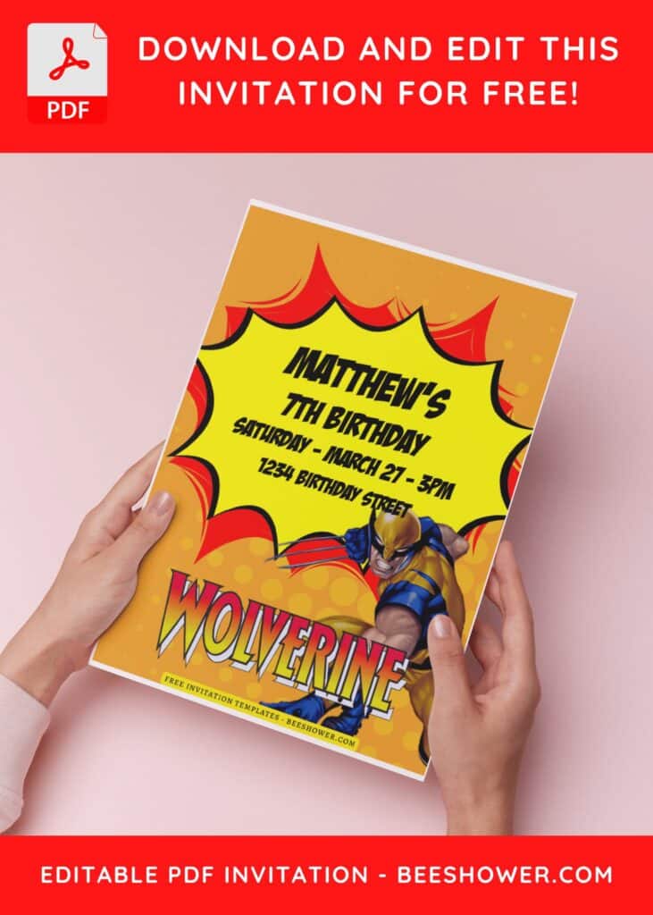 (Free Editable PDF) Marvelous Wolverine Baby Shower Invitation Templates H
