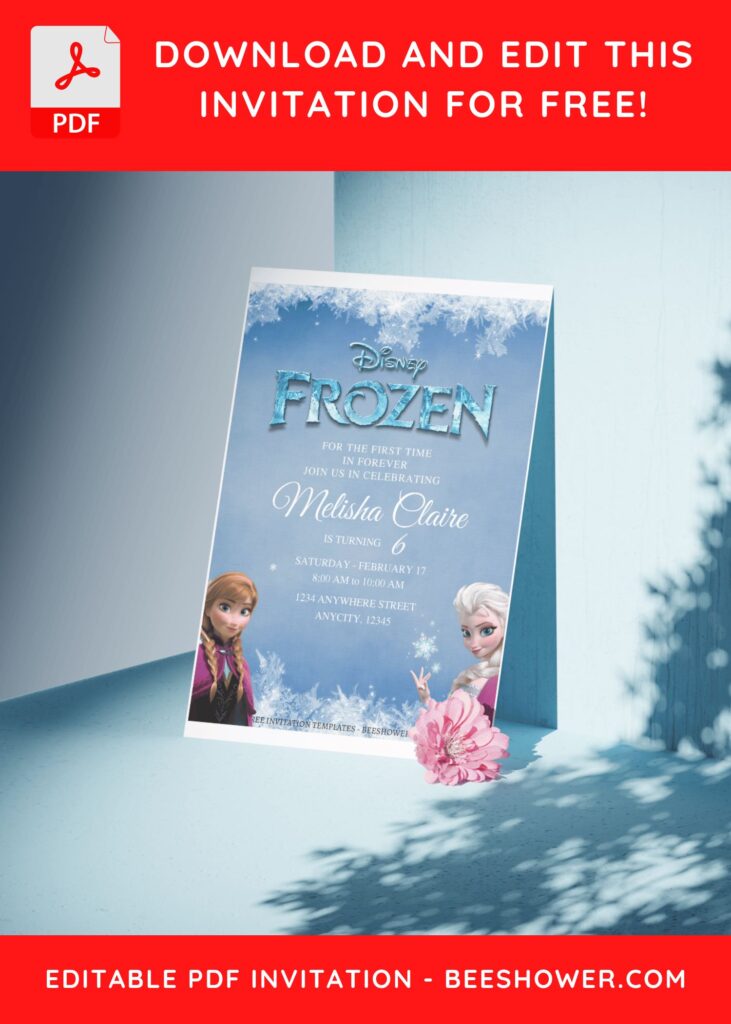 (Free Editable PDF) Elsa And Anna Frozen Baby Shower Invitation Templates C