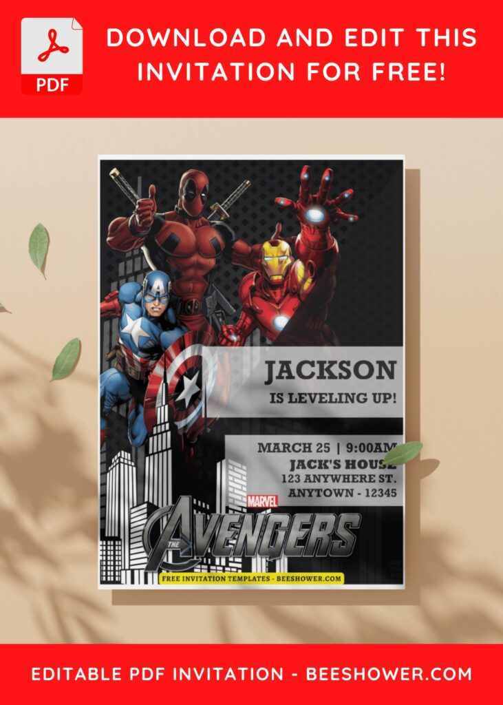 (Free Editable PDF) Avengers Endgame Baby Shower Invitation Templates I