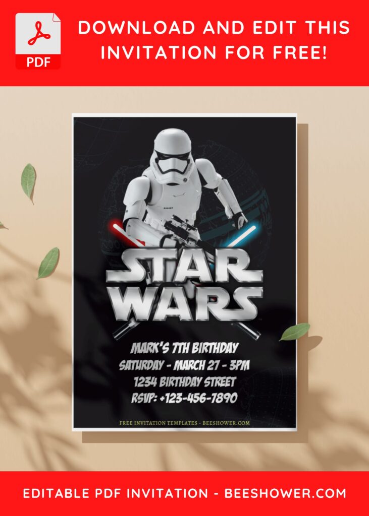 (Free Editable PDF) Star Wars Stormtrooper Baby Shower Invitation Templates I