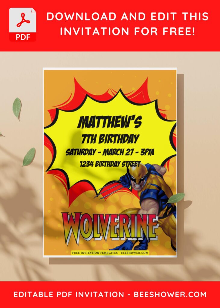 (Free Editable PDF) Marvelous Wolverine Baby Shower Invitation Templates I