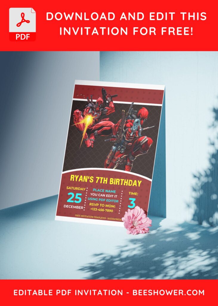 (Free Editable PDF) Deadpool Baby Shower Invitation Templates C