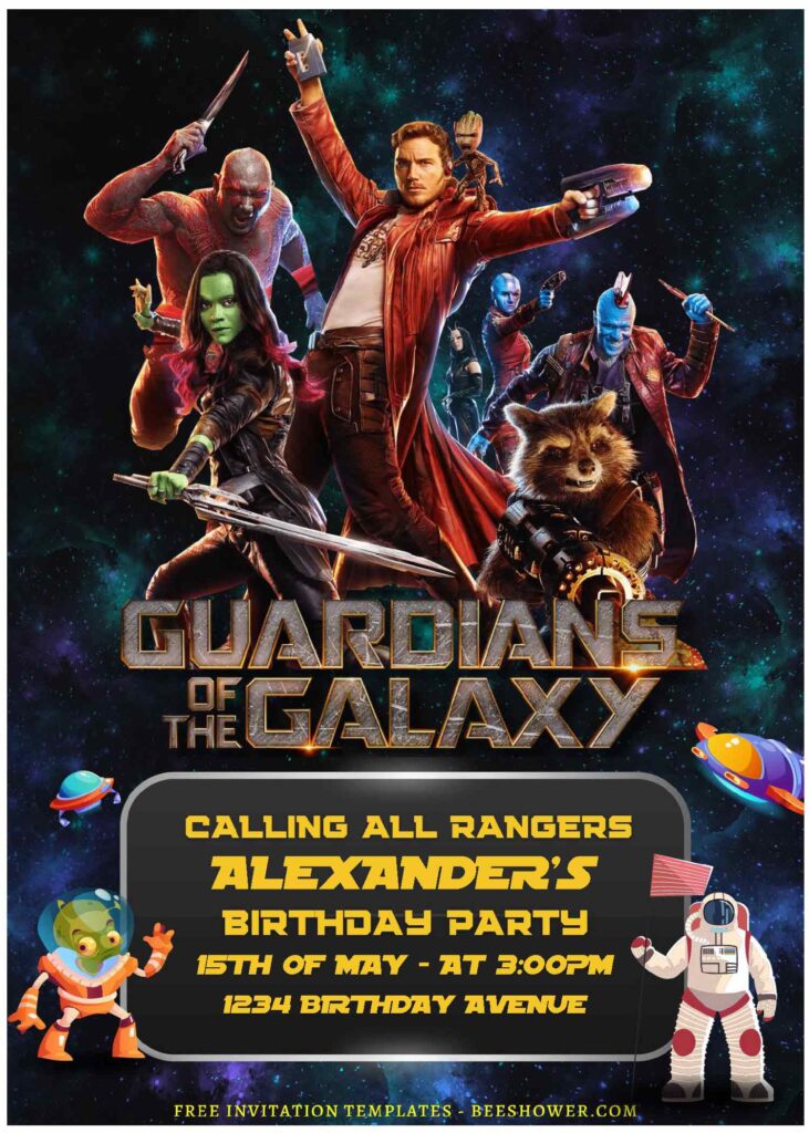 (Free Editable PDF) Marvel Guardian Of The Galaxy Baby Shower Invitation Templates J