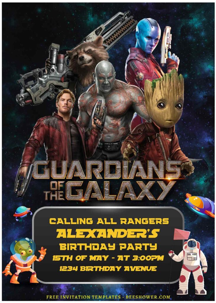 (Free Editable PDF) Marvel Guardian Of The Galaxy Baby Shower Invitation Templates A