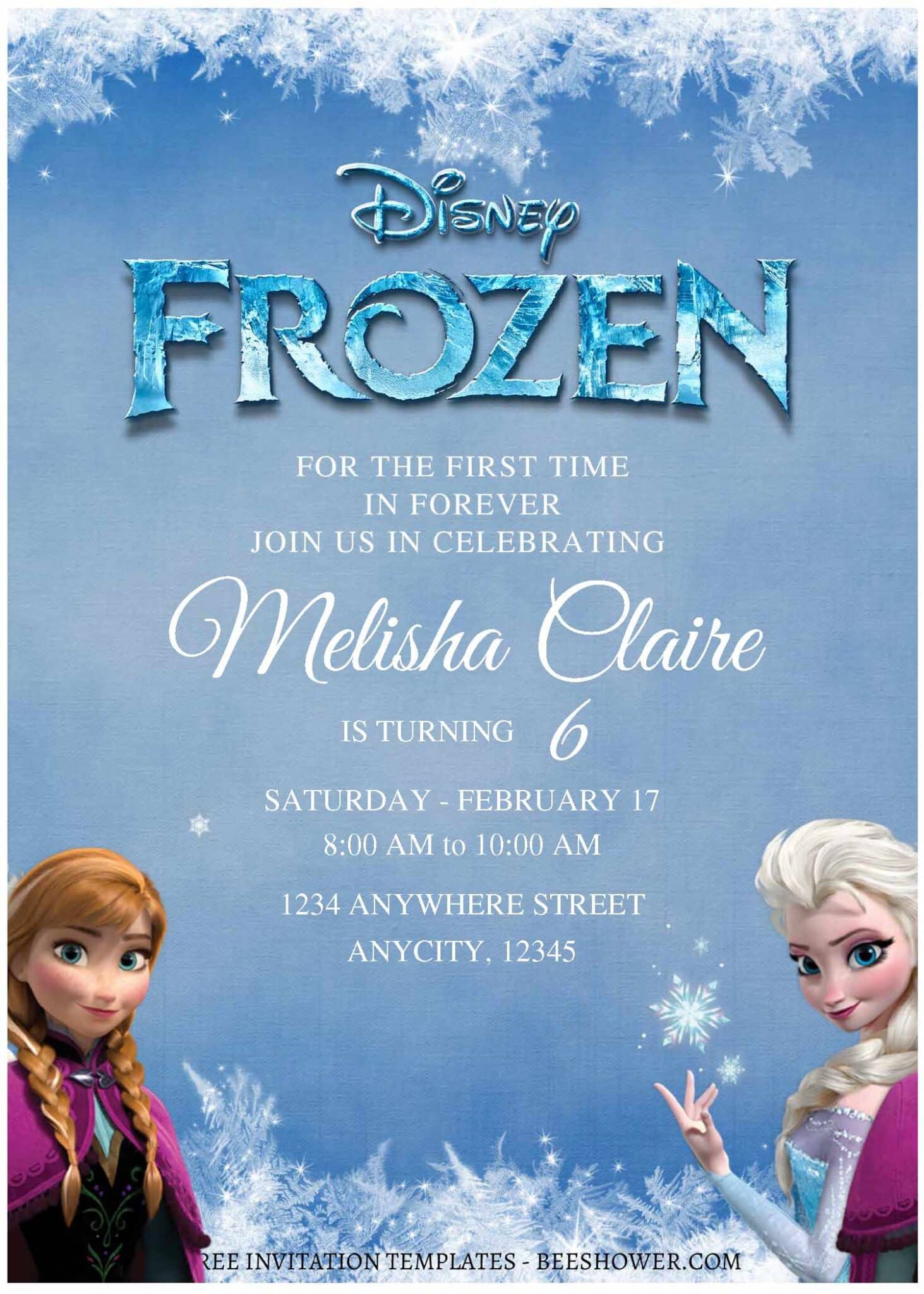 (Free Editable PDF) Elsa And Anna Frozen Baby Shower Invitation ...