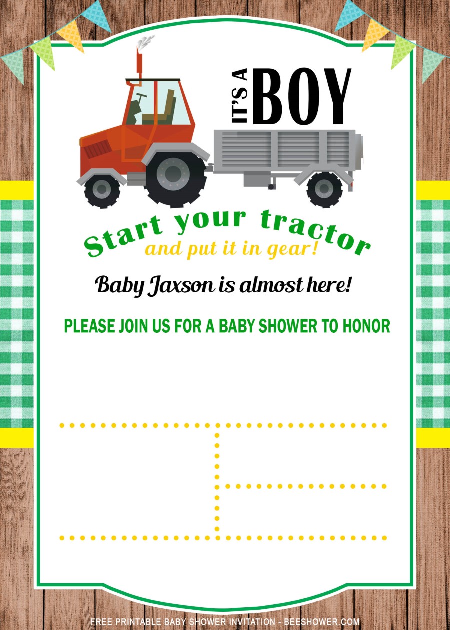 Tractor Baby Shower Invitations