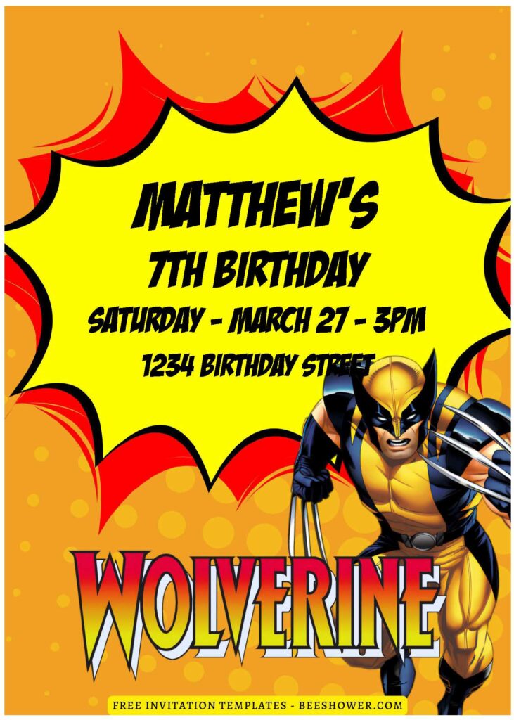 (Free Editable PDF) Marvelous Wolverine Baby Shower Invitation Templates J