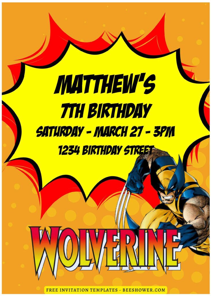 (Free Editable PDF) Marvelous Wolverine Baby Shower Invitation Templates A