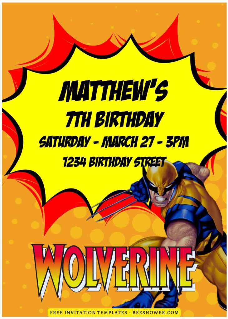 (Free Editable PDF) Marvelous Wolverine Baby Shower Invitation Templates B