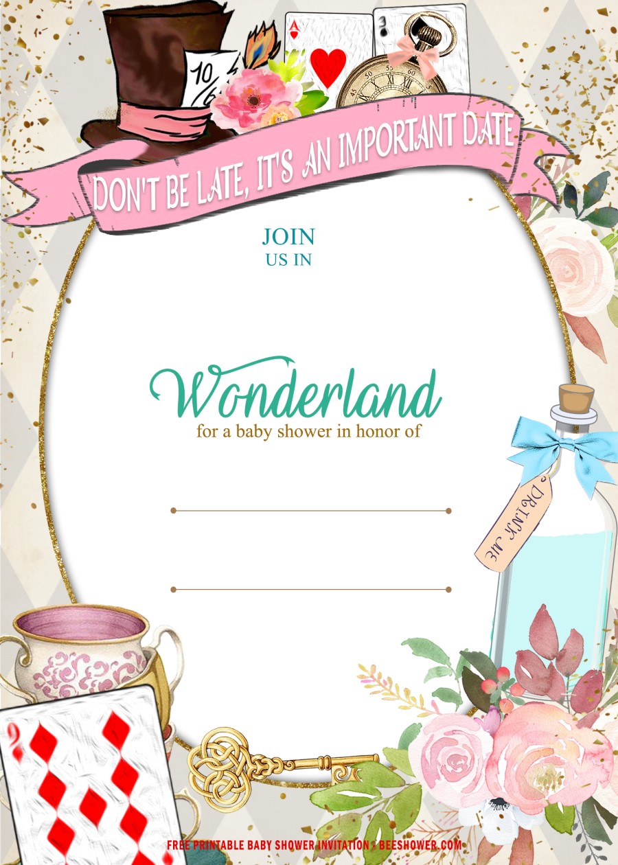 Alice Wonderland Baby Shower Invitation