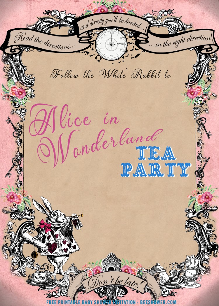 Alice in the Wonderland Tea Party Invitation