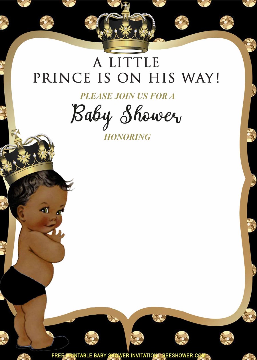 Golden Polka Baby Shower Invitation
