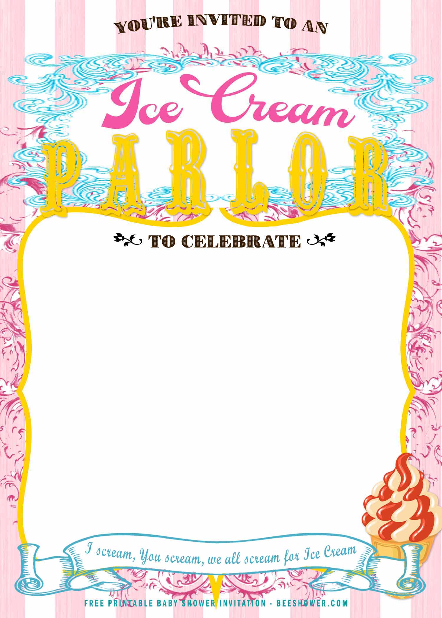Ice Cream Parlor Party Invitation
