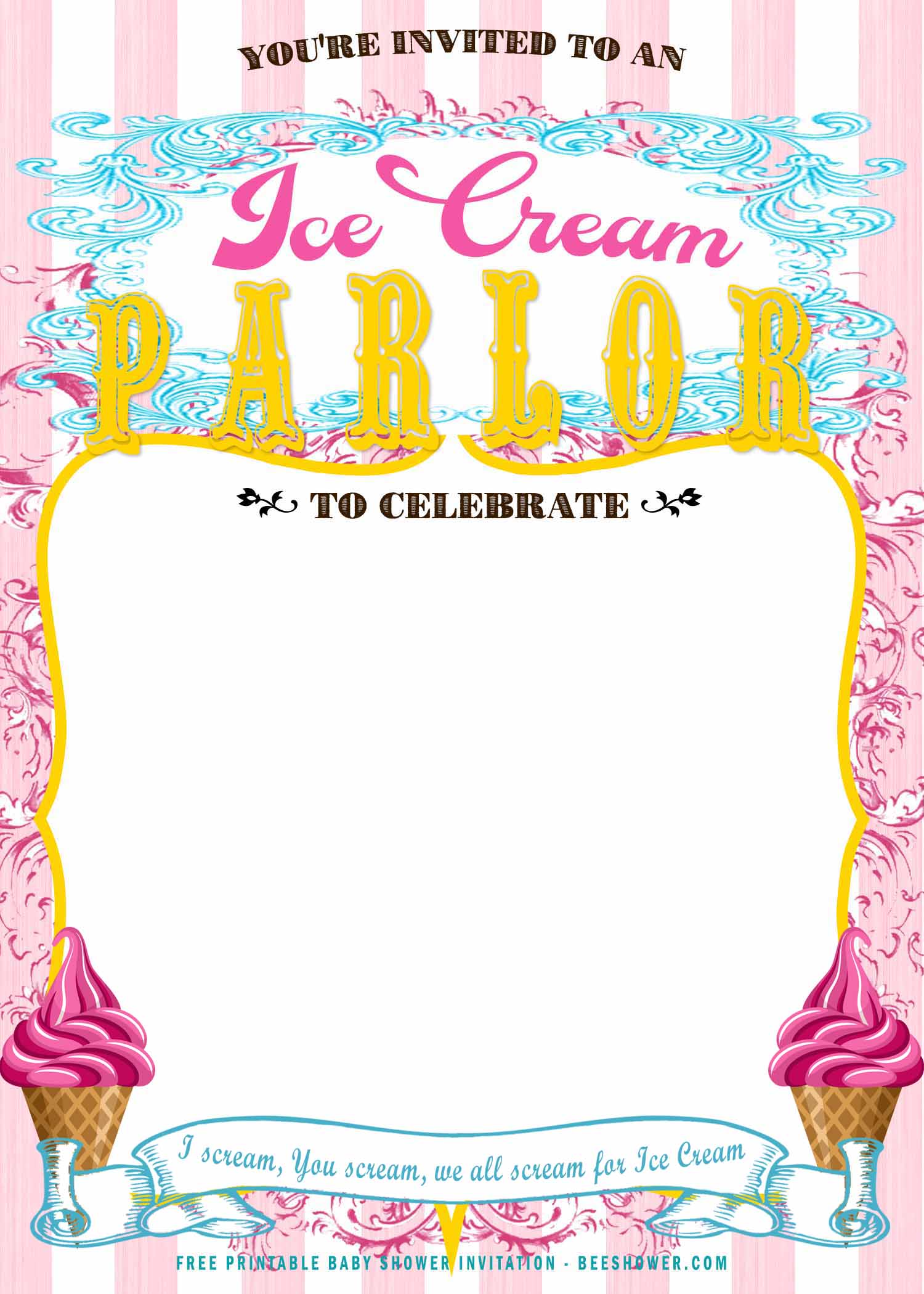 Ice Cream Parlor Party Invitation