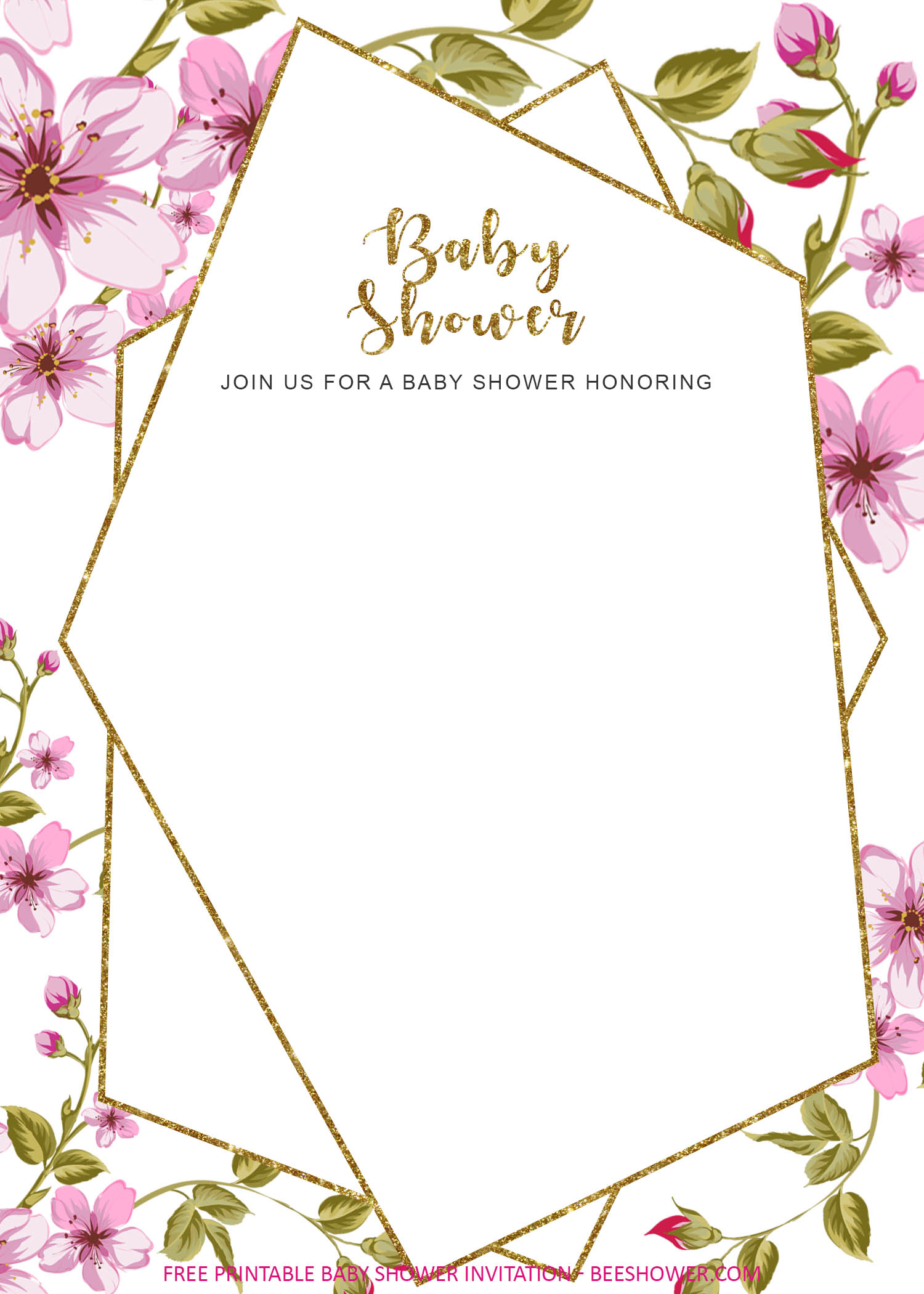 Pastel Pink Gold Baby Shower Invitation