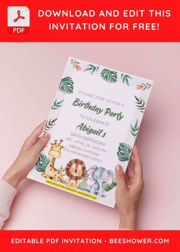 2 35 - Downloadable (Easily Edit PDF Invitation) Jungle Boy Baby Shower Invitation - Template No. 34