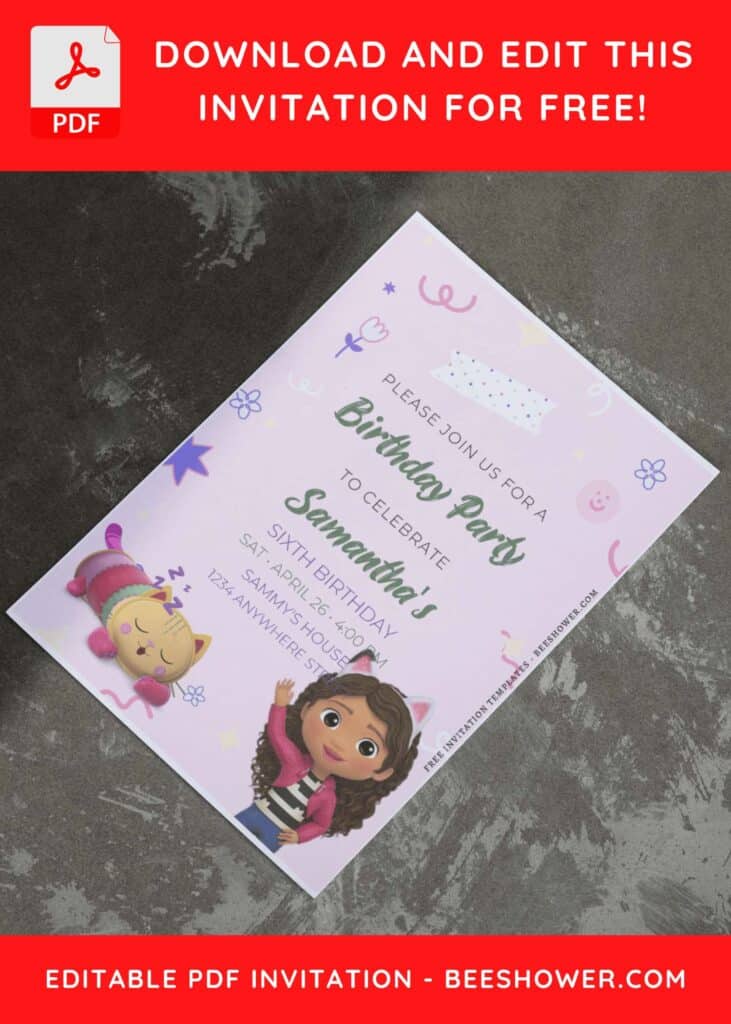 (Free Editable PDF) Lovely Gabby And Friends Baby Shower Invitation Templates I