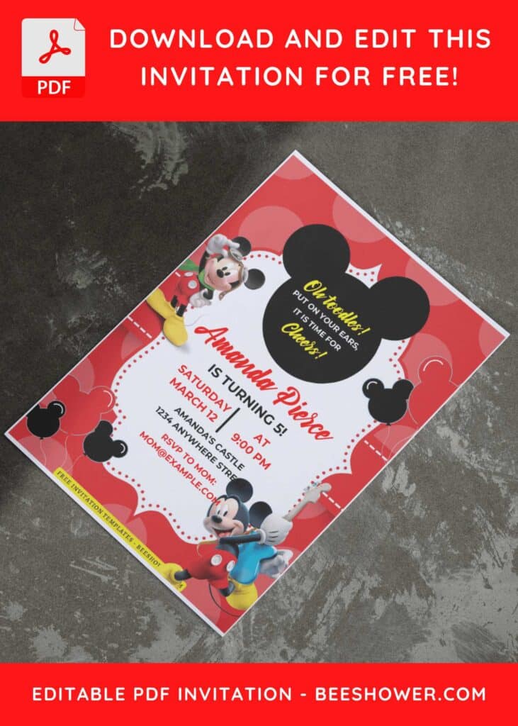 (Easily Edit PDF Invitation) Toodles Mickey Mouse Baby Shower Invitation I