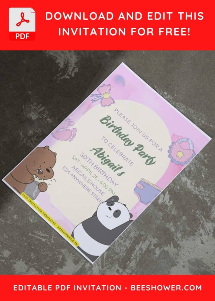 (Easily Edit PDF Invitation) We Bare Bears Baby Shower Invitation I