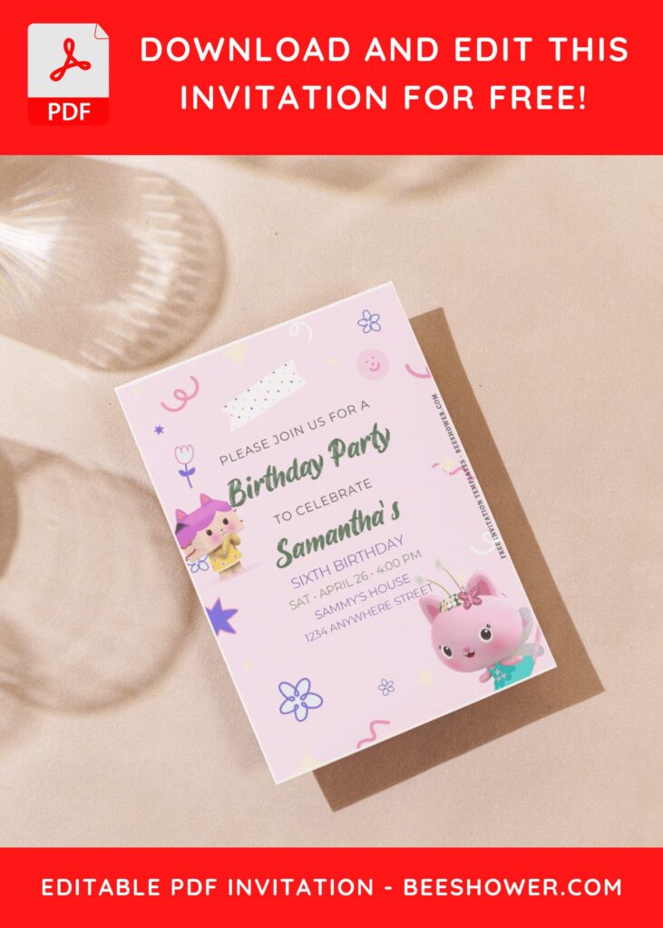 (Free Editable PDF) Lovely Gabby And Friends Baby Shower Invitation Templates J