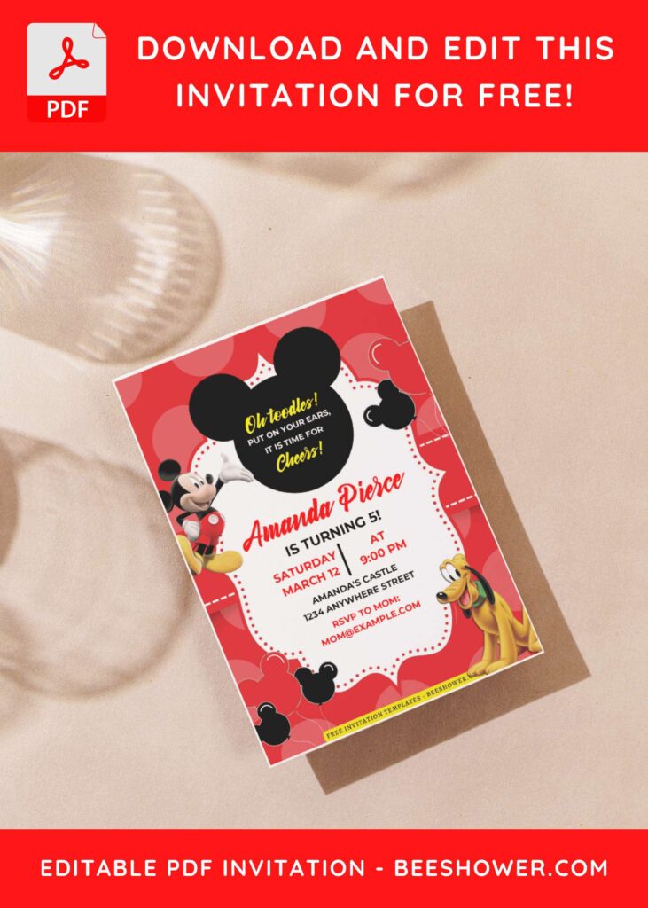 (Easily Edit PDF Invitation) Toodles Mickey Mouse Baby Shower Invitation J