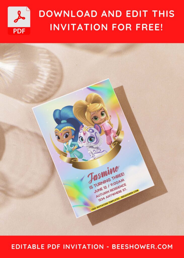 (Easily Edit PDF Invitation) Shimmer And Shine Baby Shower Invitation J