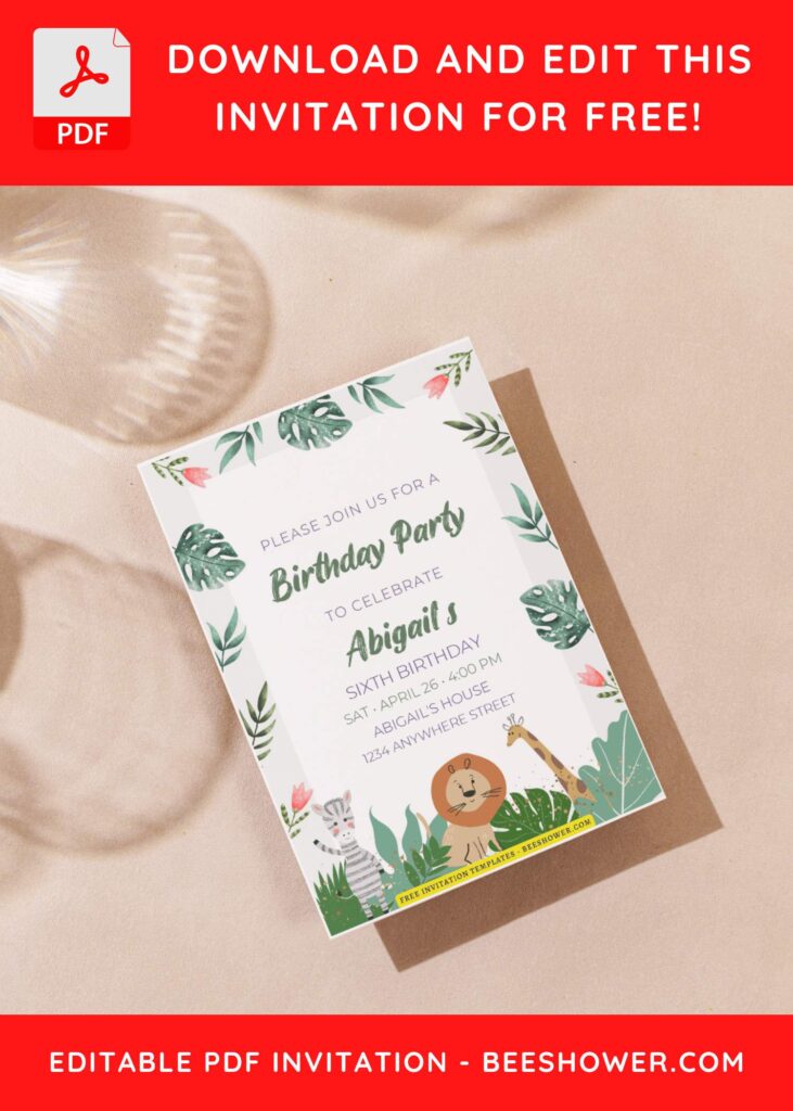 4 35 - Downloadable (Easily Edit PDF Invitation) Jungle Boy Baby Shower Invitation - Template No. 30