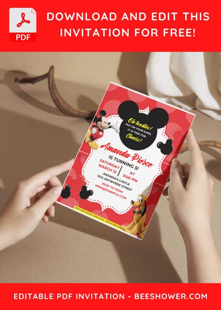 (Easily Edit PDF Invitation) Toodles Mickey Mouse Baby Shower Invitation A
