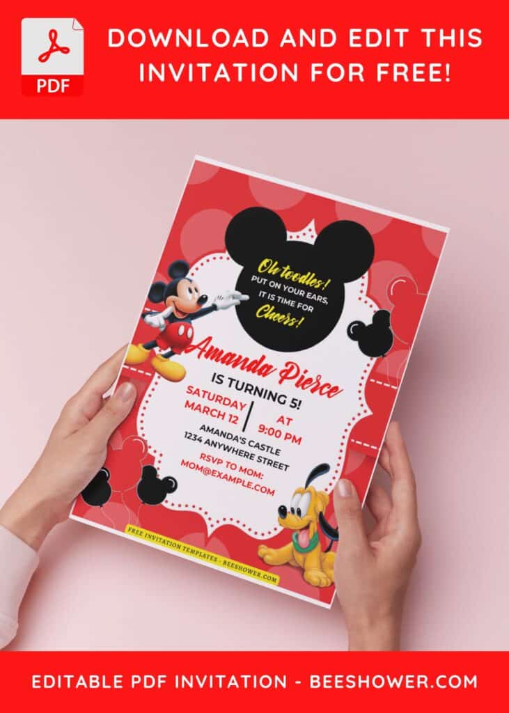 (Easily Edit PDF Invitation) Toodles Mickey Mouse Baby Shower Invitation B