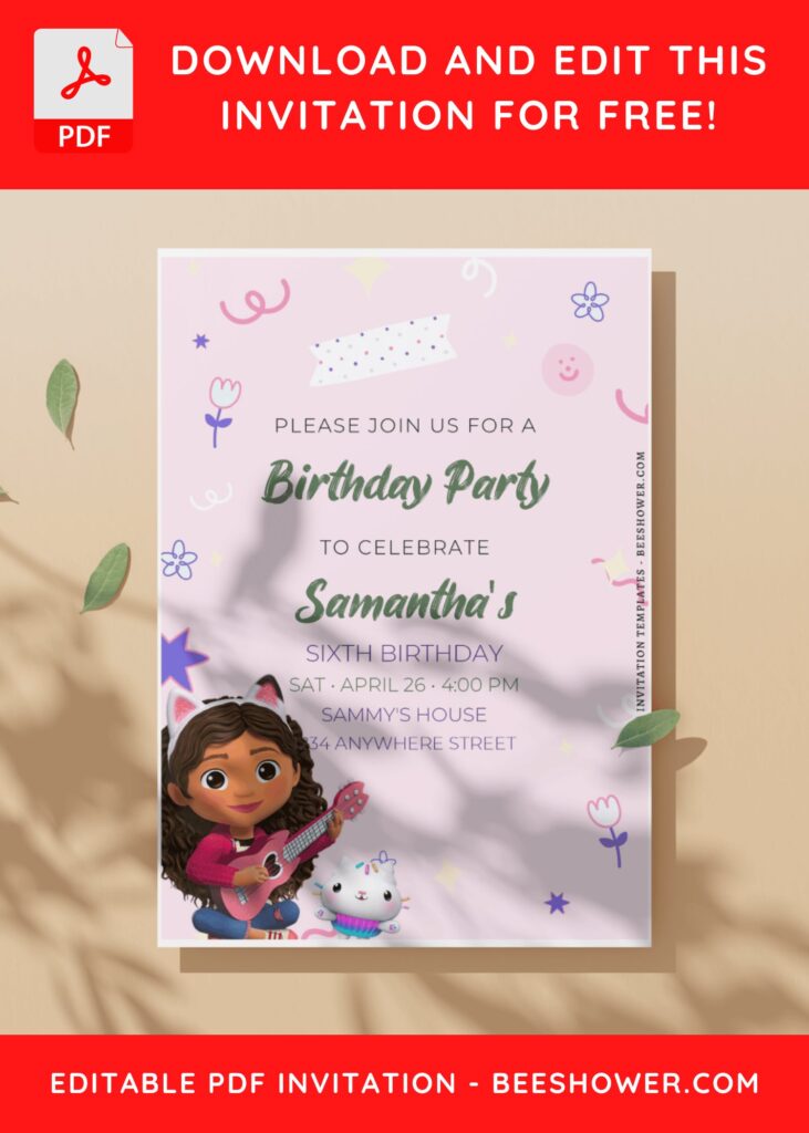 (Free Editable PDF) Lovely Gabby And Friends Baby Shower Invitation Templates C