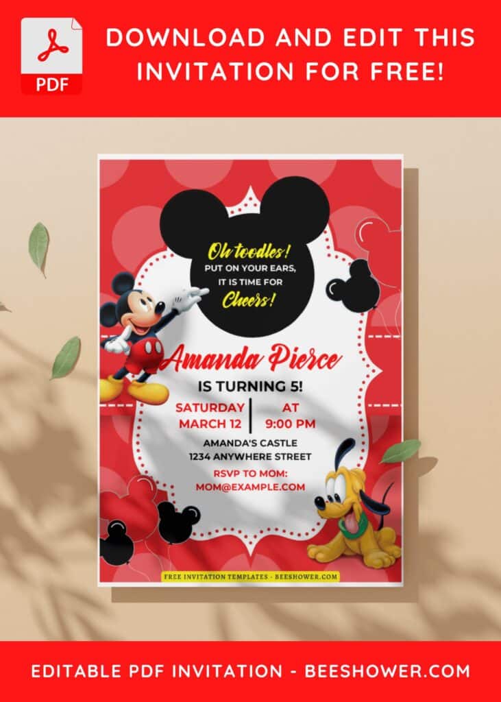 (Easily Edit PDF Invitation) Toodles Mickey Mouse Baby Shower Invitation C
