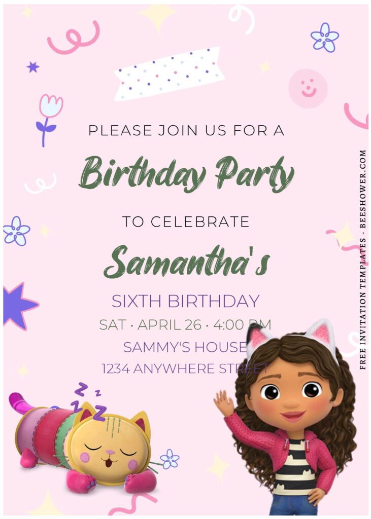 (Free Editable PDF) Lovely Gabby And Friends Baby Shower Invitation Templates D