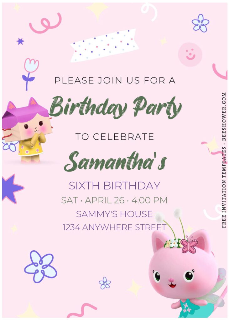 (Free Editable PDF) Lovely Gabby And Friends Baby Shower Invitation Templates E