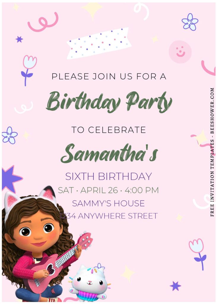 (Free Editable PDF) Lovely Gabby And Friends Baby Shower Invitation Templates F