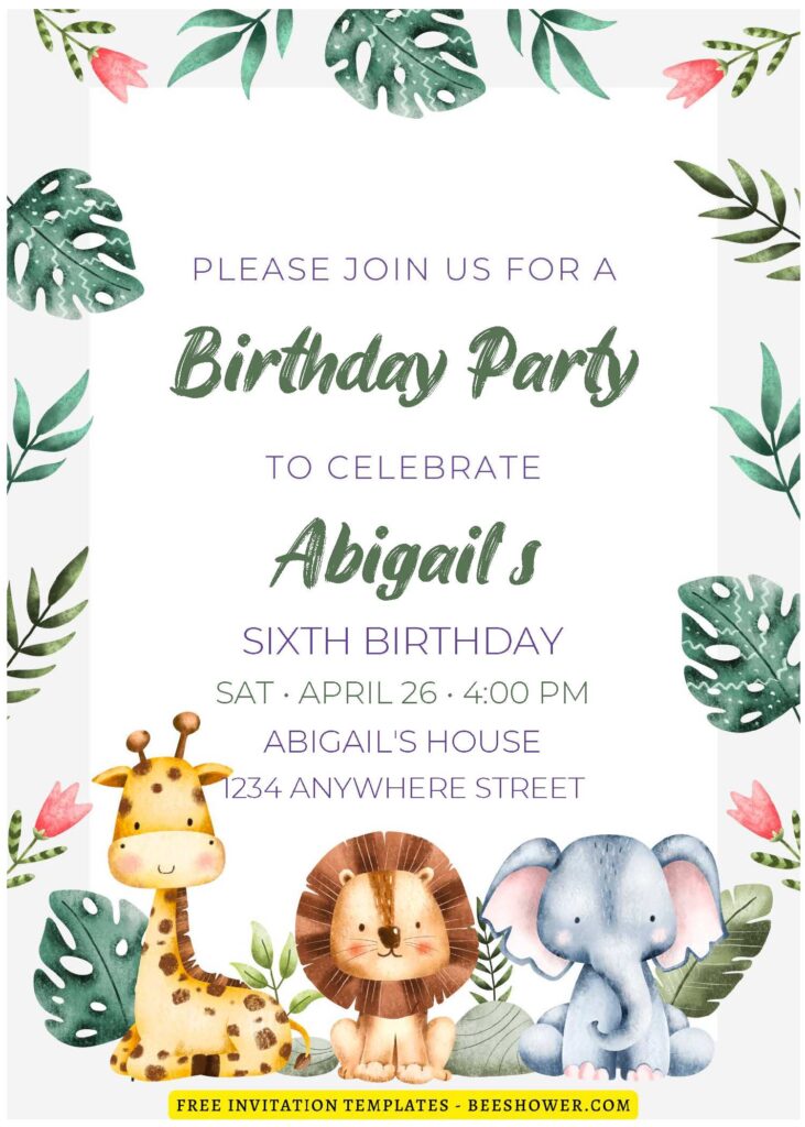 Jungle A - Downloadable (Easily Edit PDF Invitation) Jungle Boy Baby Shower Invitation - Template No. 28