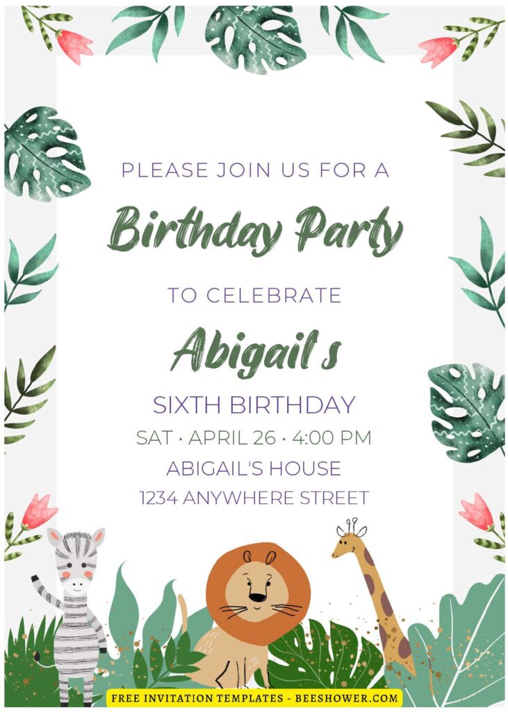 Jungle B - Downloadable (Easily Edit PDF Invitation) Jungle Boy Baby Shower Invitation - Template No. 26