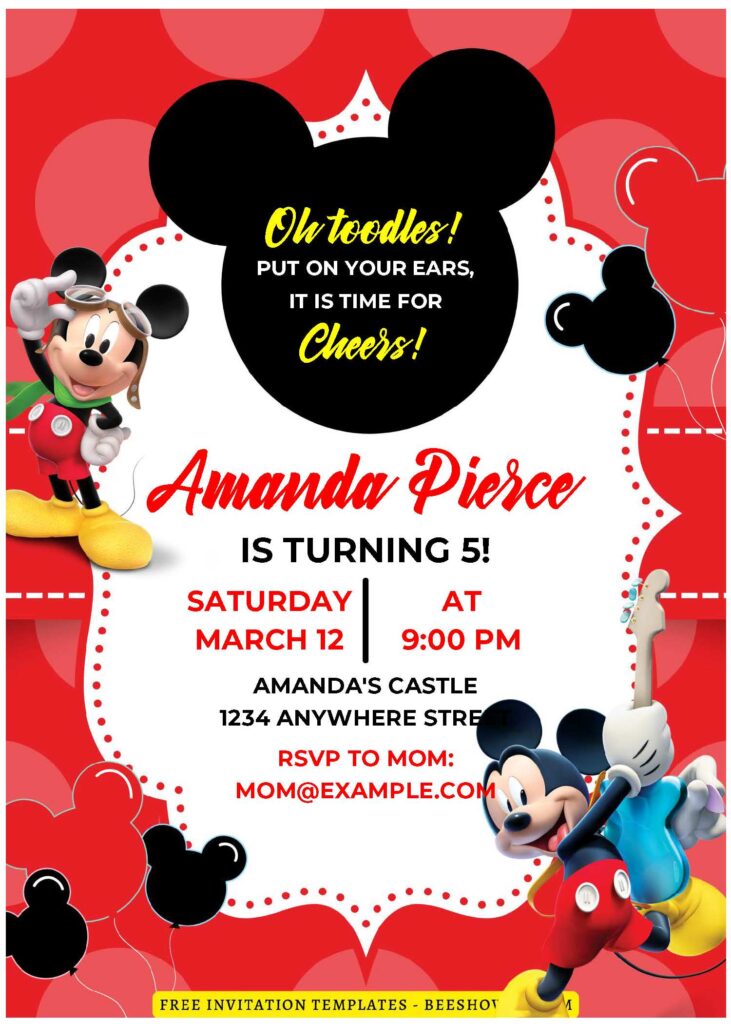 (Easily Edit PDF Invitation) Toodles Mickey Mouse Baby Shower Invitation D