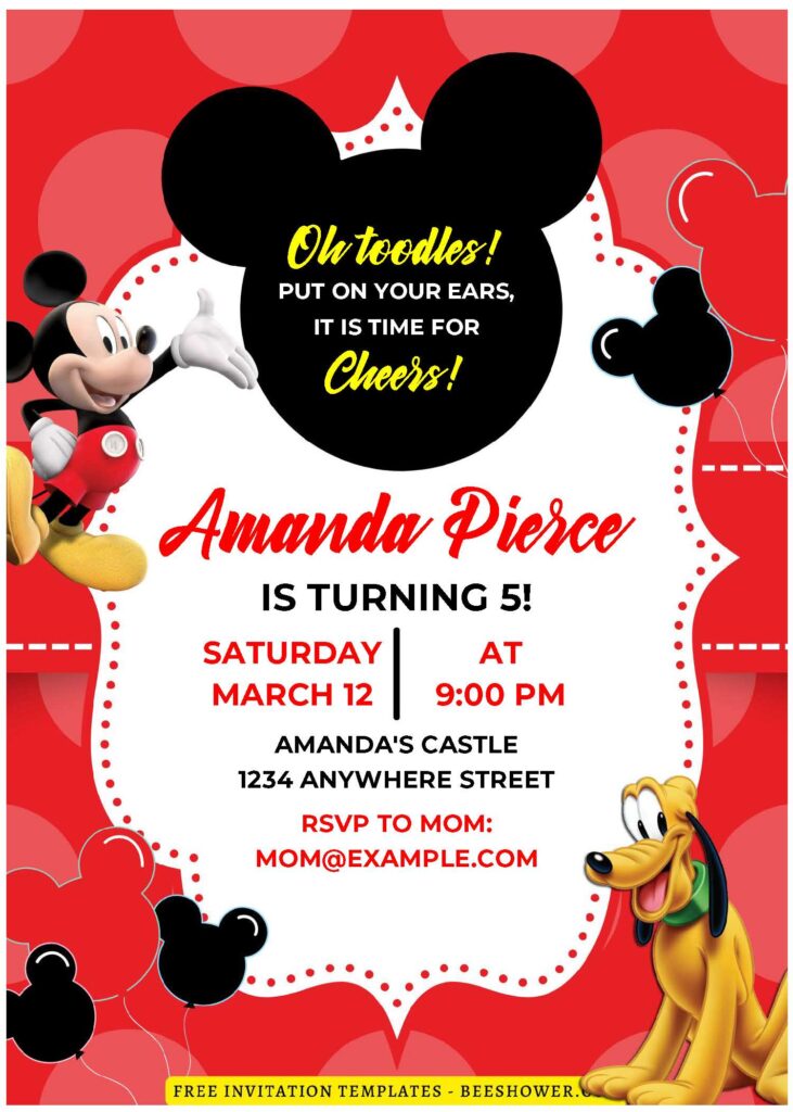 (Easily Edit PDF Invitation) Toodles Mickey Mouse Baby Shower Invitation E
