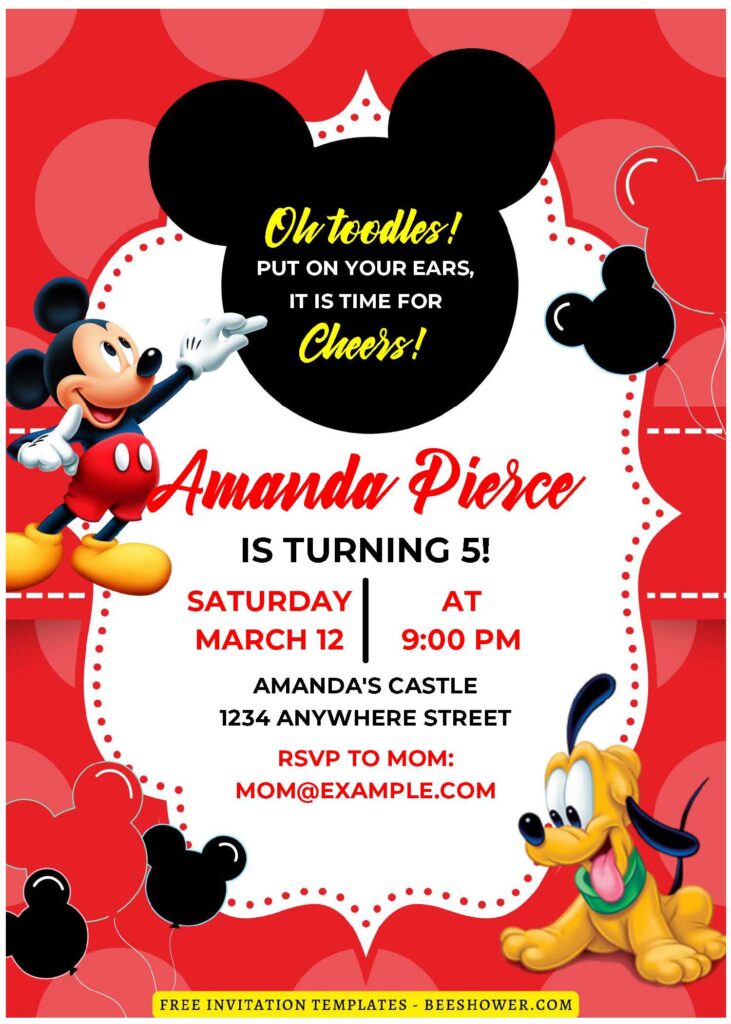 (Easily Edit PDF Invitation) Toodles Mickey Mouse Baby Shower Invitation F