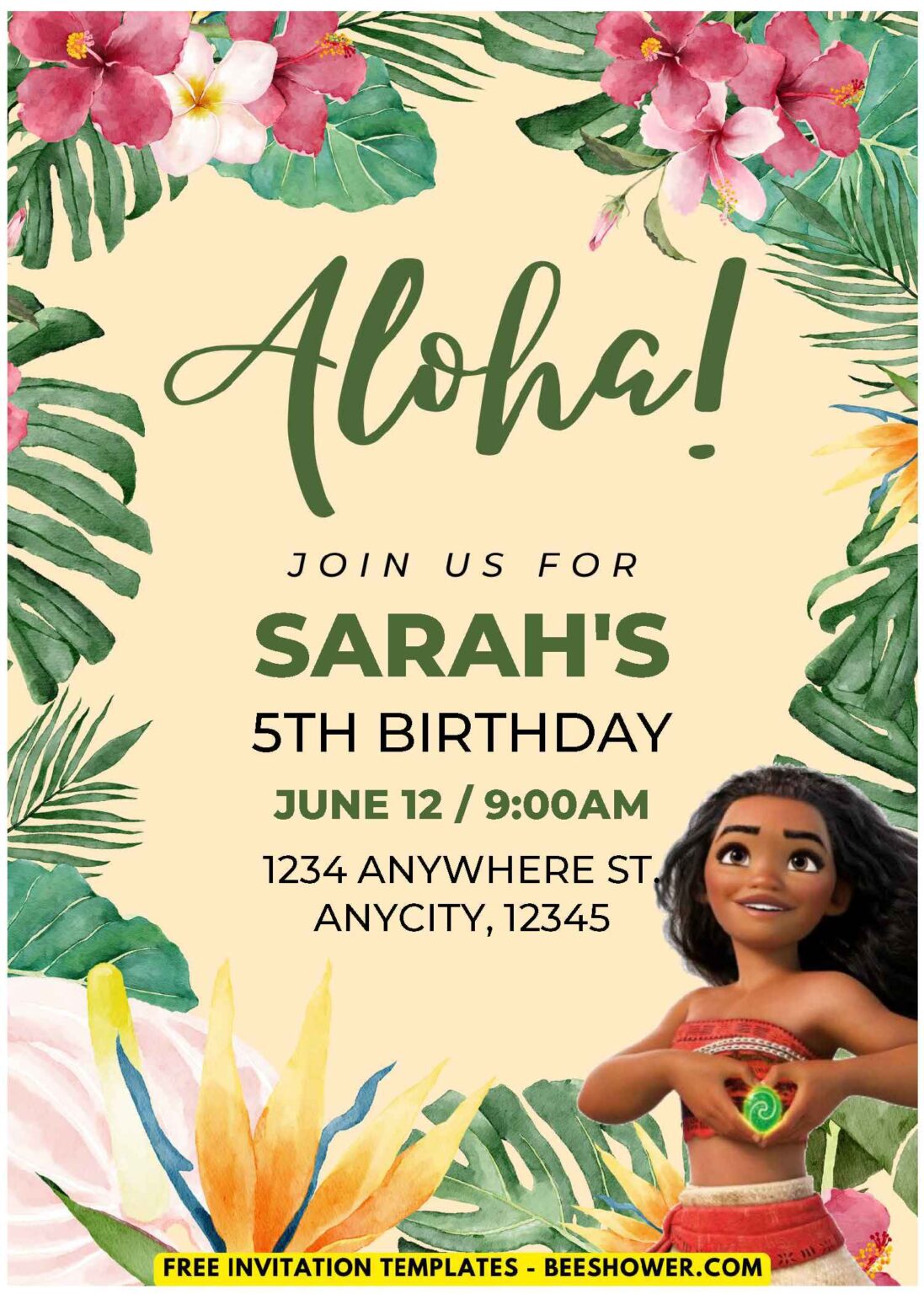 (Easily Edit PDF Invitation) Greenery Moana Baby Shower Invitation ...