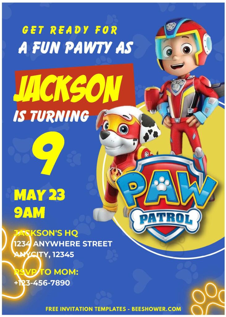(Easily Edit PDF Invitation) PAW Patrol Baby Shower Invitation D