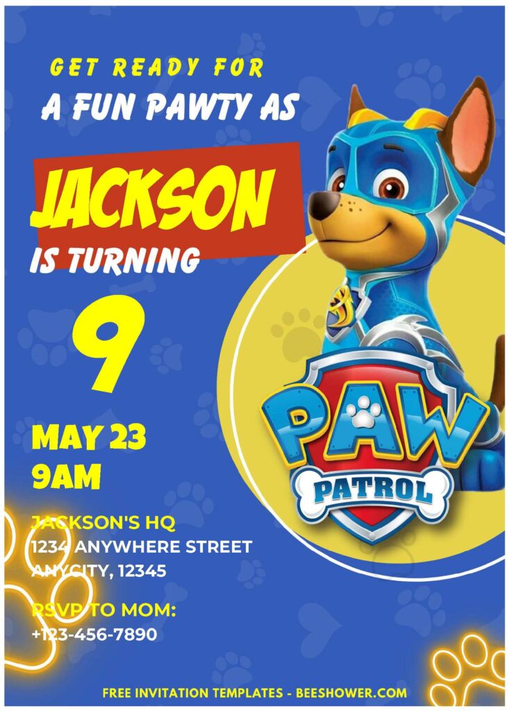 (Easily Edit PDF Invitation) PAW Patrol Baby Shower Invitation E