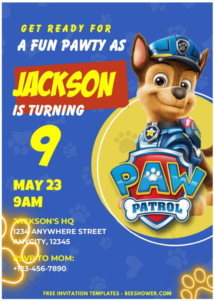 (Easily Edit PDF Invitation) PAW Patrol Baby Shower Invitation F
