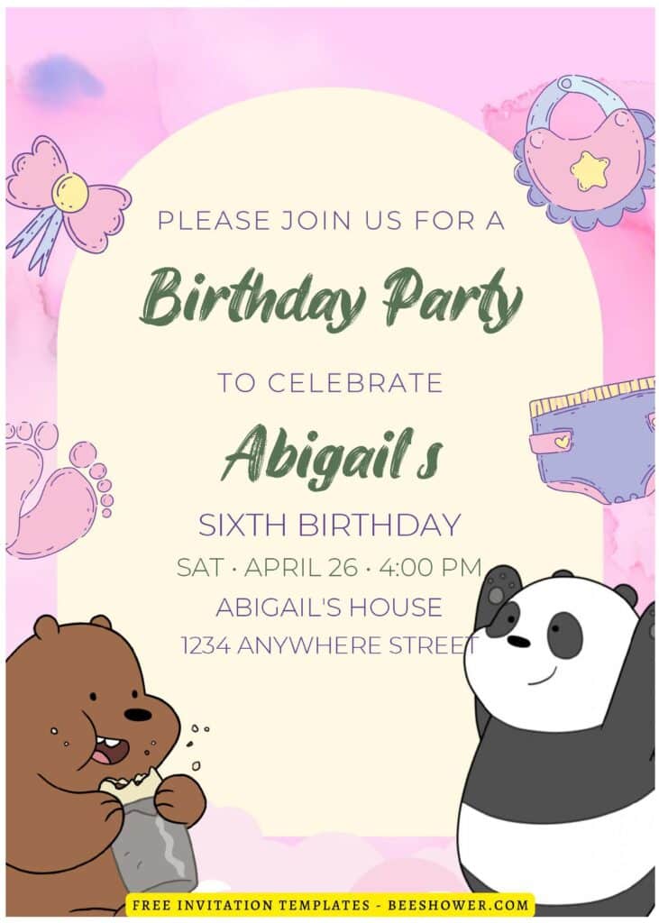 (Easily Edit PDF Invitation) We Bare Bears Baby Shower Invitation D