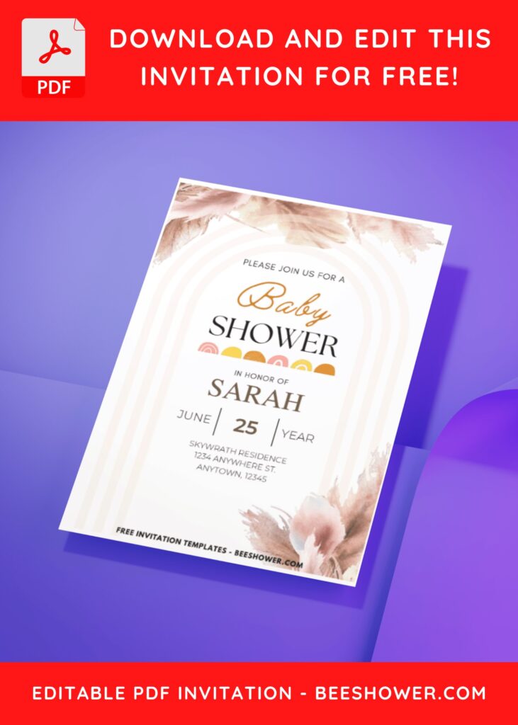 (Easily Edit PDF Invitation) Boho Chic Baby Shower Invitation H