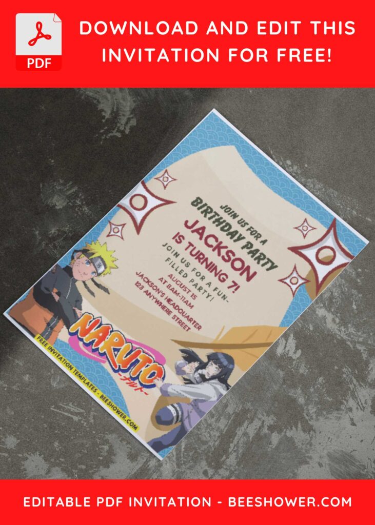 (Easily Edit PDF Invitation) Epic Naruto Shippuden Baby Shower Invitation C