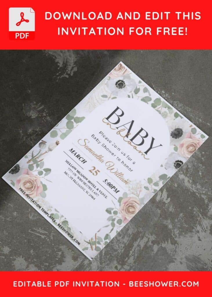 (Easily Edit PDF Invitation) Spring Garden Baby Shower Invitation I